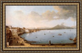 Antonio Paoletti Framed Paintings - View Of Naples From The Strada Di Santa Lucia by Antonio Joli