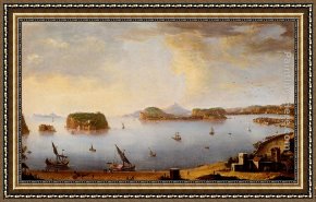 Port of Valencia Framed Paintings - View Of The Bay Of Pozzuoli With The Port Of Baia, The Islands Of Nisida, Procida, Ischia And Capri by Antonio Joli