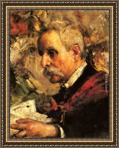 Antonio Paoletti Framed Paintings - A Portrait of the Artist's Father by Antonio Mancini
