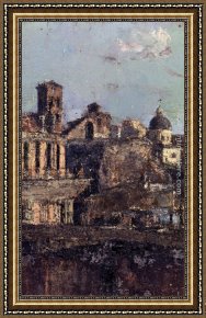 Antonio Paoletti Framed Paintings - Italian Town View by Antonio Mancini