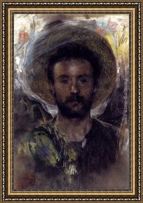 Antonio Paoletti Framed Paintings - Self-portrait by Antonio Mancini