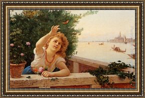 Paoletti Framed Paintings - A Venetian Balcony by Antonio Paoletti