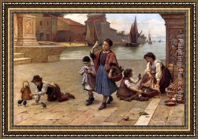 Paoletti Framed Paintings - The Bird Seller by Antonio Paoletti