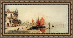 Antonio Paoletti Framed Paintings - Fishing Boats On The Laguna by Antonio Reyna