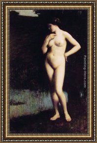 Standing Guard Framed Paintings - Standing Nude before the Lake by Antony Troncet