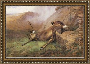Archibald Thorburn Framed Paintings - the lost stag by Archibald Thorburn
