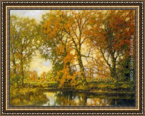 An Autumn Landscape with Cows Near a Stream Framed Paintings - An Autumn Landscape with Cows Near a Stream by Arnold Marc Gorter