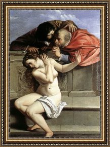 Elders Framed Paintings - Susanna and the Elders by Artemisia Gentileschi