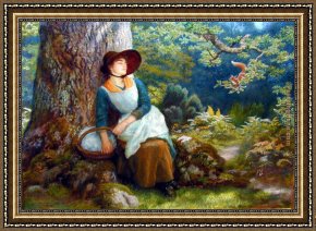 Wood Framed Paintings - Asleep in the Woods by Arthur Hughes