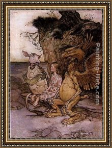 An Interesting Story Framed Paintings - Alice in Wonderland The Mock Turtle's Story by Arthur Rackham