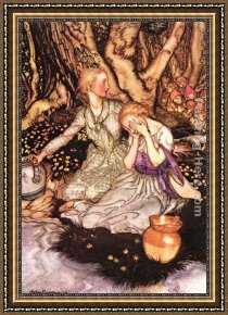 The Slave Market Framed Paintings - Goblin Market Down the glen tramp the little men by Arthur Rackham