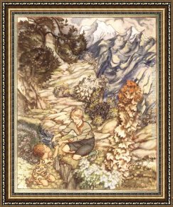 Gave Framed Paintings - King of the Golden River Gave the Child a Bottle by Arthur Rackham