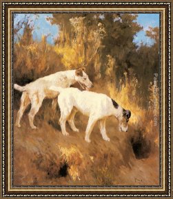 Terriers Framed Paintings - Terriers On The Scent by Arthur Wardle
