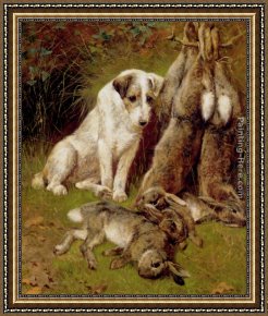 The Day's Bag Framed Paintings - The Day's Bag by Arthur Wardle