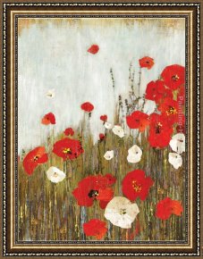 Scarlet Serenity Framed Paintings - Scarlet Poppies by Asia Jensen
