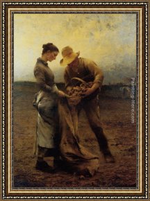 Wilhelm Velten Framed Paintings - Potato Gatherers by August Wilhelm Nikolaus Hagborg