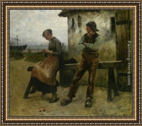 The Suitor Framed Paintings - The Shy Suitor by August Wilhelm Nikolaus Hagborg