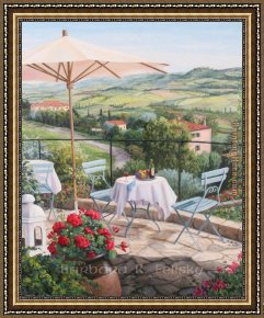 A Venetian Balcony Framed Paintings - Balcony Overlooking Vineyards by Barbara Felisky