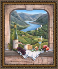 A Moment of Comfort Framed Paintings - Rhine Wine Moment by Barbara Felisky