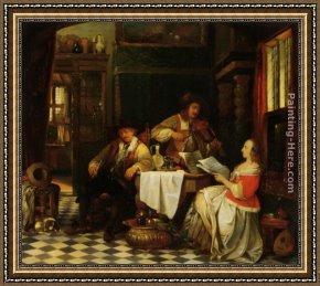 Three Musicians Framed Paintings - The Musician by Baron Jan August Hendrik Leys