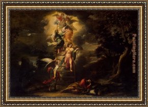 Jacob Jordaens Framed Paintings - Jacob's Dream by Bartolome Esteban Murillo