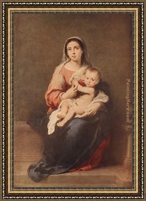 Child Framed Paintings - Madonna and Child by Bartolome Esteban Murillo