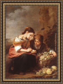 The Carpet Seller Framed Paintings - The Little Fruit Seller by Bartolome Esteban Murillo