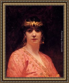 Portrait of a Woman Framed Paintings - Portrait Of An Arab Woman by Benjamin Jean Joseph Constant