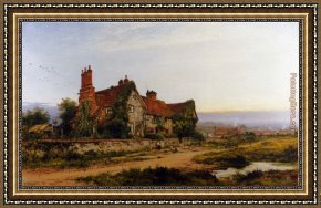 A Rough Journey Home Framed Paintings - An Old Surrey Home by Benjamin Williams Leader