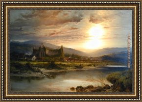 Abbey Framed Paintings - Tintern Abbey by Benjamin Williams Leader