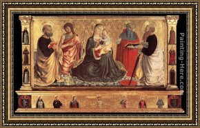 The Mystic Marriage of St. Catherine Framed Paintings - Madonna and Child with Sts John the Baptist, Peter, Jerome, and Paul by Benozzo di Lese di Sandro Gozzoli