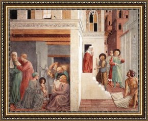 Hamlet Play Scene Framed Paintings - Scenes from the Life of St Francis (Scene 1, north wall) by Benozzo di Lese di Sandro Gozzoli