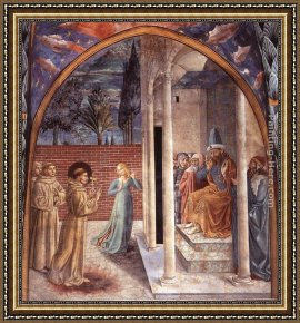 Hamlet Play Scene Framed Paintings - Scenes from the Life of St Francis (Scene 10, north wall) by Benozzo di Lese di Sandro Gozzoli