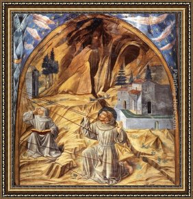 Hamlet Play Scene Framed Paintings - Scenes from the Life of St Francis (Scene 11, south wall) by Benozzo di Lese di Sandro Gozzoli
