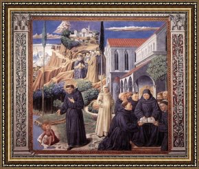 Hamlet Play Scene Framed Paintings - Scenes from the Life of St Francis (Scene 12, south wall) by Benozzo di Lese di Sandro Gozzoli