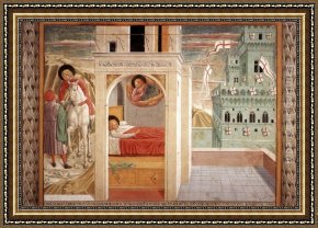 Hamlet Play Scene Framed Paintings - Scenes from the Life of St Francis (Scene 2, north wall) by Benozzo di Lese di Sandro Gozzoli