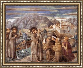 Hamlet Play Scene Framed Paintings - Scenes from the Life of St Francis (Scene 7, south wall) by Benozzo di Lese di Sandro Gozzoli