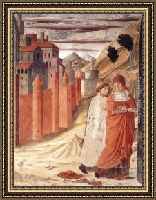 St Jerome Framed Paintings - The Departure of St Jerome from Antioch by Benozzo di Lese di Sandro Gozzoli