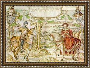 Bernaert Van Orley Framed Paintings - Count Henry I of Nassau with his Bride by Bernaert van Orley