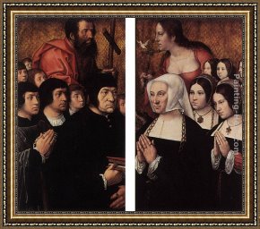 Bernaert Van Orley Framed Paintings - Haneton Triptych (wings) by Bernaert van Orley