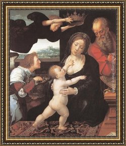 Bernaert Van Orley Framed Paintings - Holy Family by Bernaert van Orley