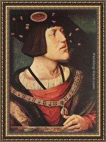Bernaert Van Orley Framed Paintings - Portrait of Charles V by Bernaert van Orley