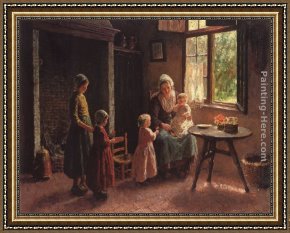 Arrival Framed Paintings - Flowers for the New Arrival by Bernard Jean Corneille Pothast