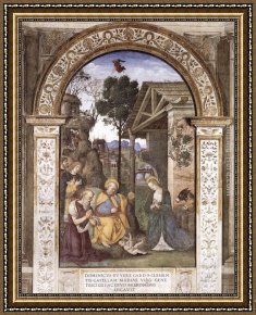 St Anthony of Padua with Christ Child Framed Paintings - Adoration of the Christ Child by Bernardino Pinturicchio