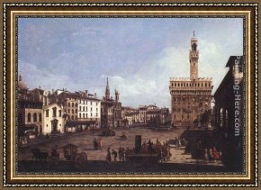 Rio Della Maddalena Framed Paintings - The Piazza della Signoria in Florence by Bernardo Bellotto