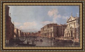 A Regatta on The Grand Canal Framed Paintings - View of the Grand Canal at San Stae by Bernardo Bellotto