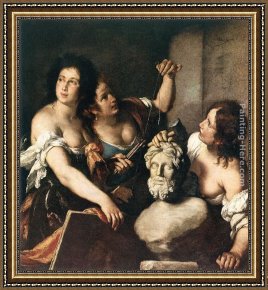 Allegory of Virtue Framed Paintings - Allegory of Arts by Bernardo Strozzi