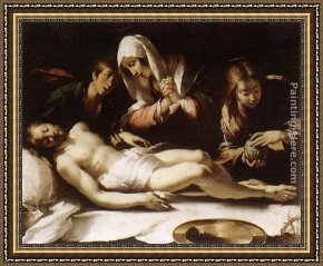 The Presentation of Christ Framed Paintings - Lamentation over the Dead Christ by Bernardo Strozzi