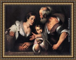 An Angel Awakens The Prophet Elijah Framed Paintings - Prophet Elijah and the Widow of Sarepta by Bernardo Strozzi