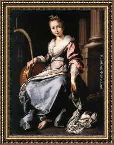 Saint Cecilia Framed Paintings - St Cecilia by Bernardo Strozzi